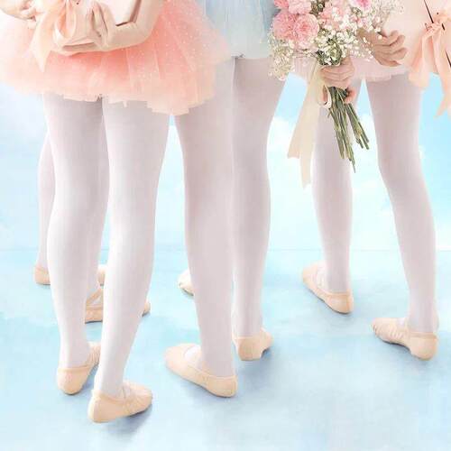 Girls Women Footed Ballet Tights Microfiber White Black Ball