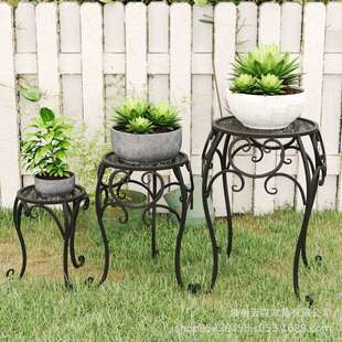 欧式 盆栽阳台铁艺花架 复古套三圆形低花凳户外花园庭院绿萝月季