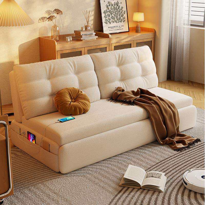 折叠沙发床两用小户型客厅多功能抽拉一体奶油风2026新款书房沙发