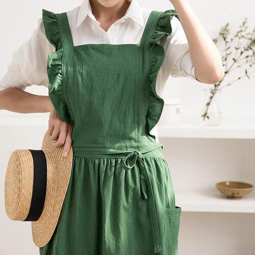 花艺围裙美甲店用日系花艺定制logo印字工作服女士厨房覆古法式