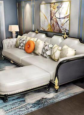 美式轻奢沙发jls7689S1组3客厅实木合欧式转角直2排四人位一体豪