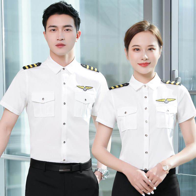 空姐航空制服男女同款职业套装夏季短袖乘务员工作服通勤风风格衬