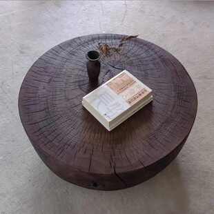 Q鑯2原木实木墩子树桩茶几组合圆形根雕矮凳子木桩边几角几民宿侘