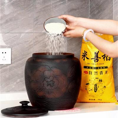 米罐家用防虫防潮密封陶瓷带盖高档面粉储藏米桶粮食储藏25kg