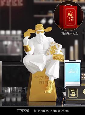 新款肌肉玩财神爷摆乔件家室用办公招财潮桌面装饰迁新居店铺开业