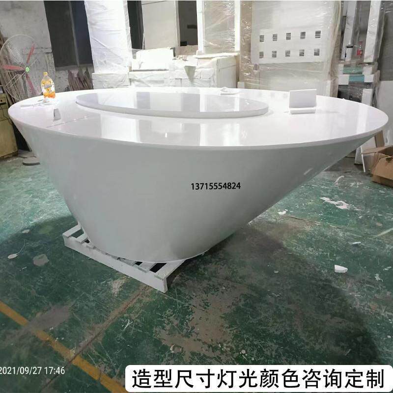 展台公司展厅圆形烤漆中岛台产品发光展示台鞋包多层展示柜陈列柜