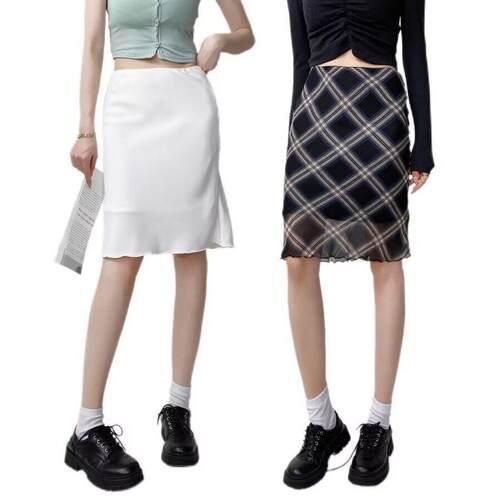 Lace lace low waist mid length fishtail skirt, trendy skirt