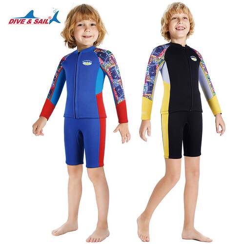 DIVE&SAIL儿童潜水服2.5MM保暖防寒分体潜水衣浮潜游泳冲浪衣套装