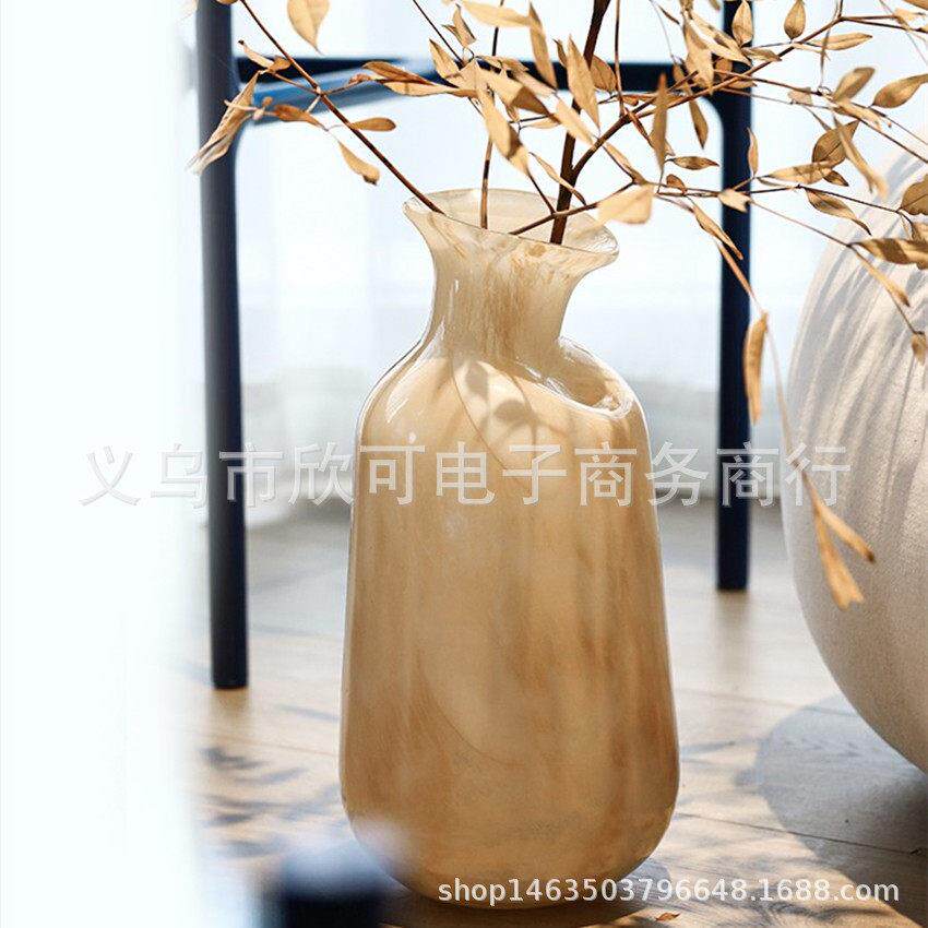 现简约玻璃花中古风轻奢家居客厅样板房装饰品摆件干花插花