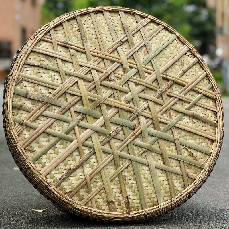 加固四川竹编圆簸箕竹匾竹筛无孔有孔簸箕手工家用晾晒干货大簸箕