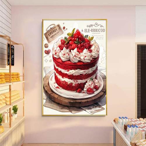 蛋糕烘焙店墙面装饰画面包店网红奶茶饮品店挂画咖啡馆西餐厅壁画