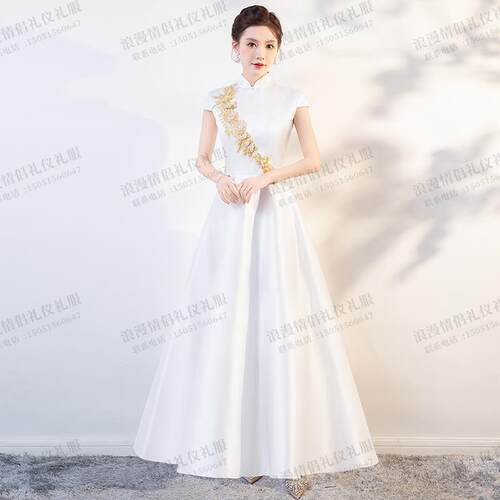 高档晚礼服礼裙大合服唱团女演出服气质指挥主持人舞台走秀迎宾礼