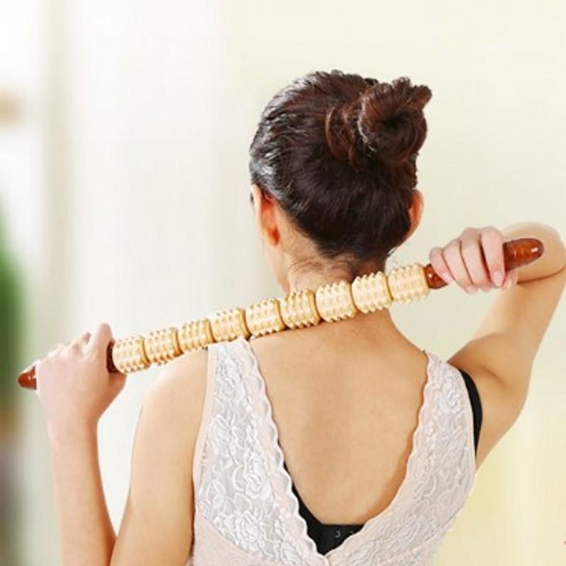 高档木制伽按摩滚轮棒腿滚全瑜身腰颈椎背肩部木质经络健身摩按器