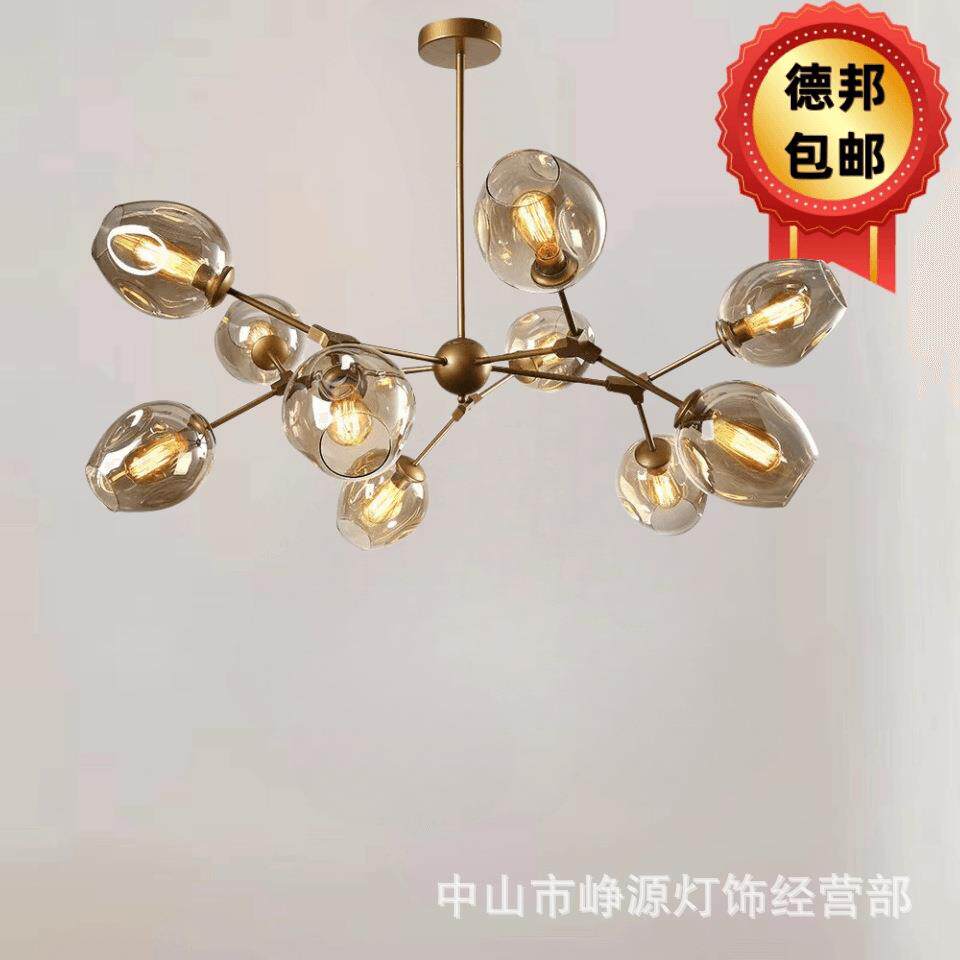 新款大气创意个性现代简约客厅铁艺吊灯北欧风格家用铁艺LED灯具