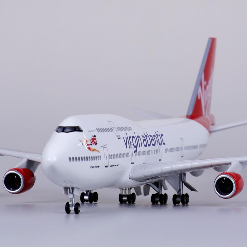 带轮子b747仿真飞机模型民航拼装维珍航空组装航模客机47厘米
