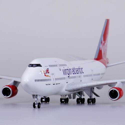 带轮子b747仿真飞机模型民航拼装维珍航空组装航模客机47厘米