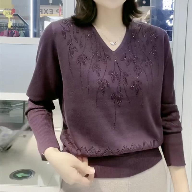 极速休闲韩版宽松显瘦大码女装2026春装新款妈妈装宽松遮肉针织t