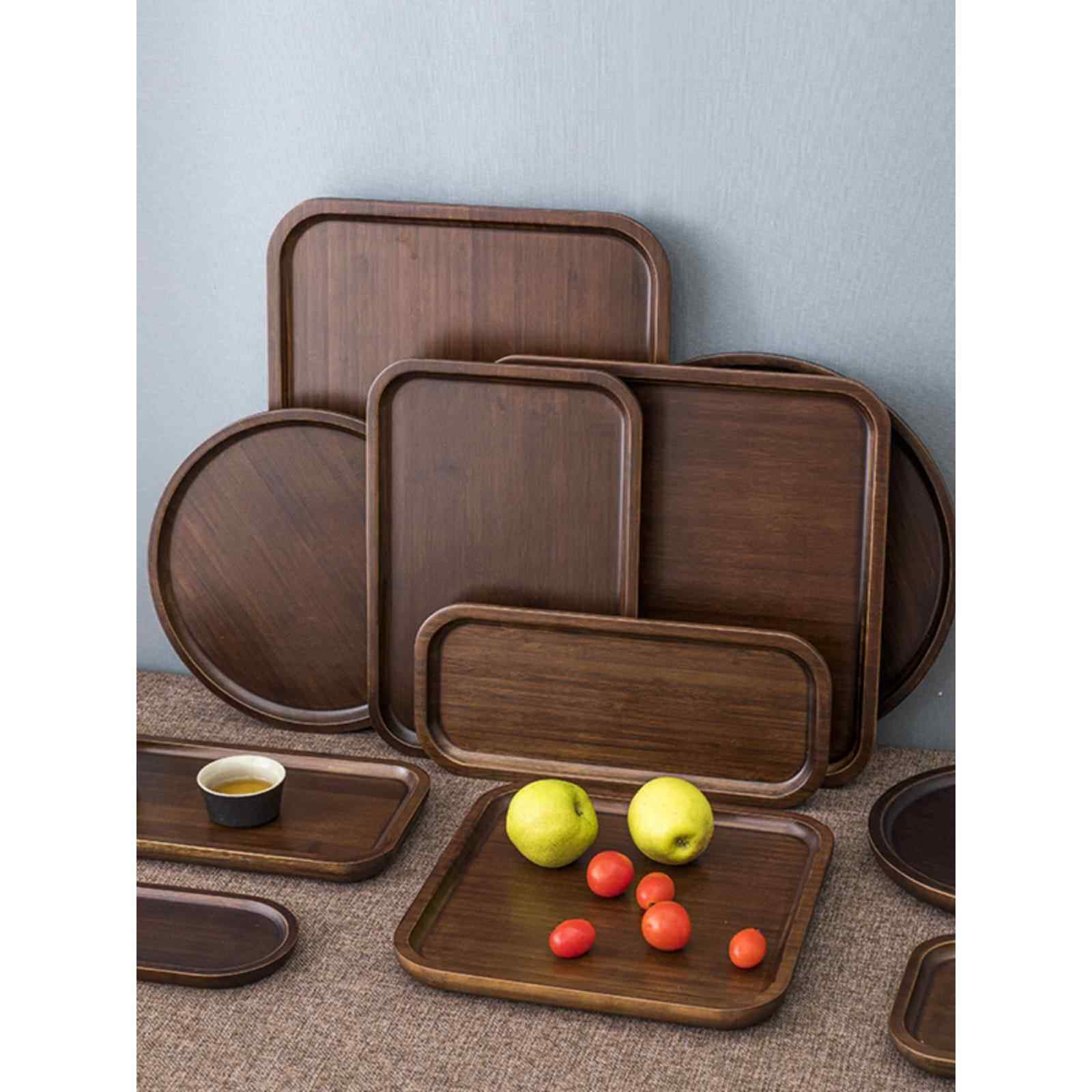 胡桃色木质茶杯托盘长方形小盘子商用菜盘家用早餐盘蛋糕甜品圆盘,餐饮具,盘,淘宝优惠券,粉丝福利购,淘宝优惠卷