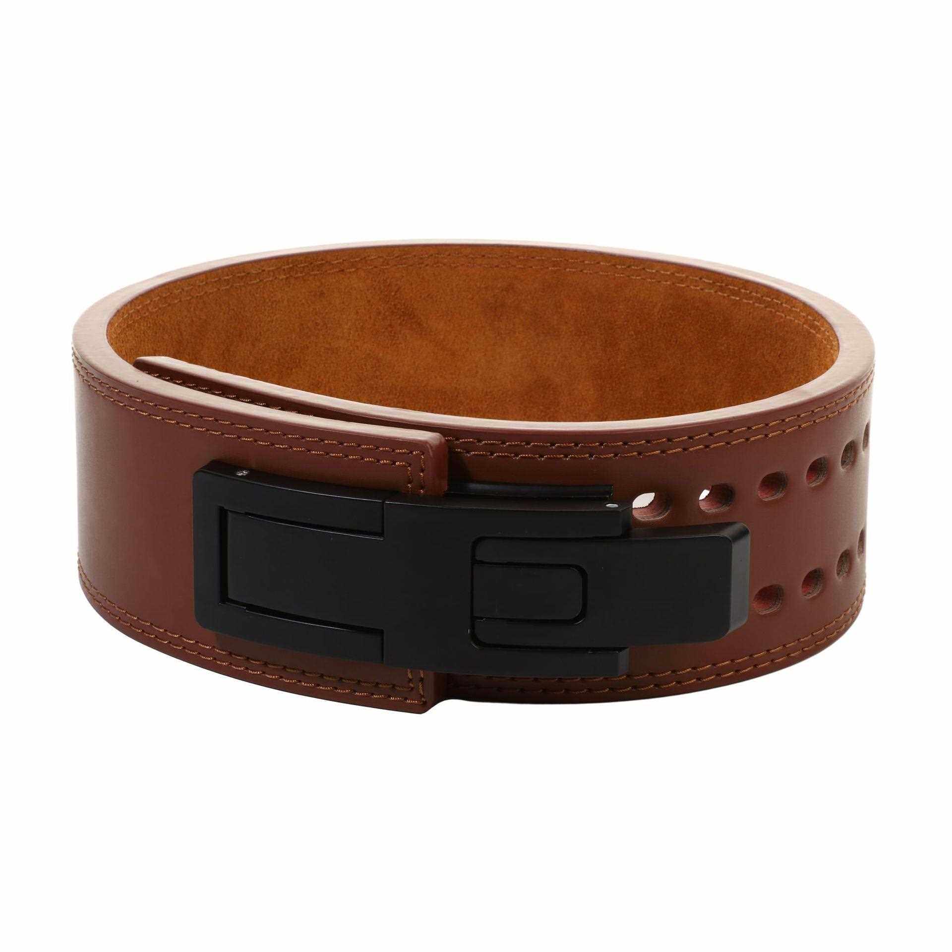 新款直销牛皮健身腰带训练硬拉深蹲运动力量专业护腰带自动可调节