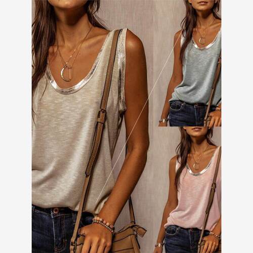 Summer Tie Loose Vest Sleeveless T-shirt fasion欧美背心T恤