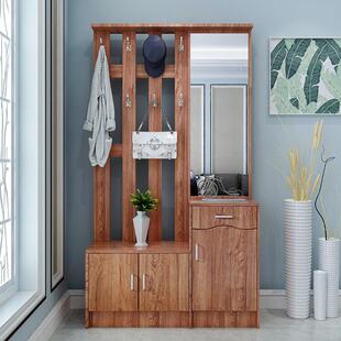 进门鞋柜挂衣架一体多功能门厅柜衣帽柜带镜子客厅玄关隔断柜鞋凳