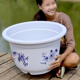 花盆塑料超大码加厚荷花，睡莲养鱼缸无孔水培，特大仿陶瓷户外种果树