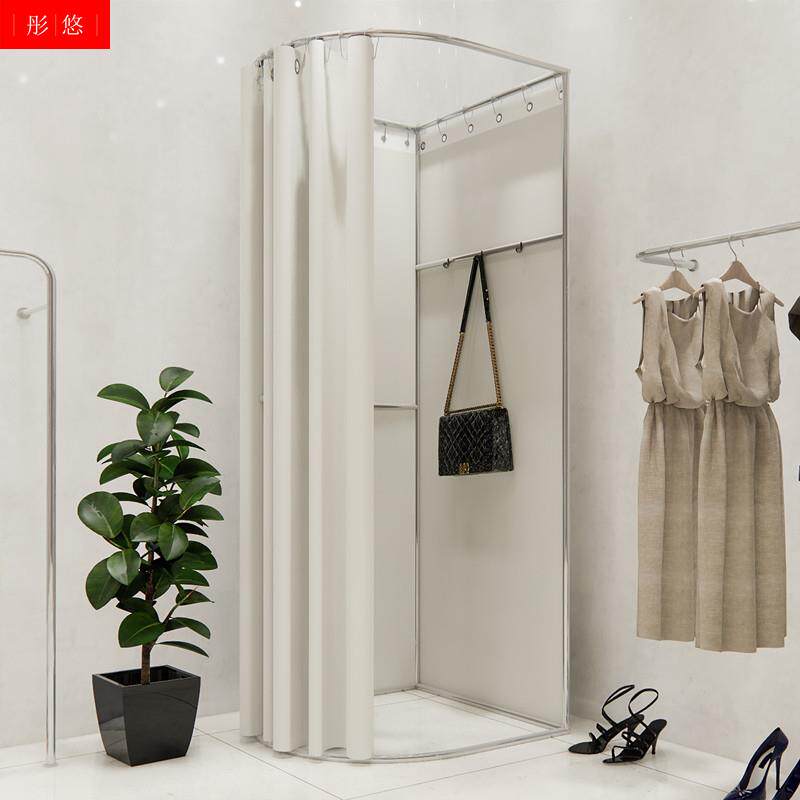 落地免打孔服装店试衣间不锈钢架子商场活动促销换衣柜女装店铺帘