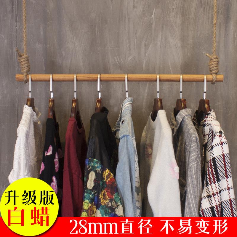 服装店挂衣服展示架覆古实木悬吊式天花板悬挂衣架个性上墙衣服吊