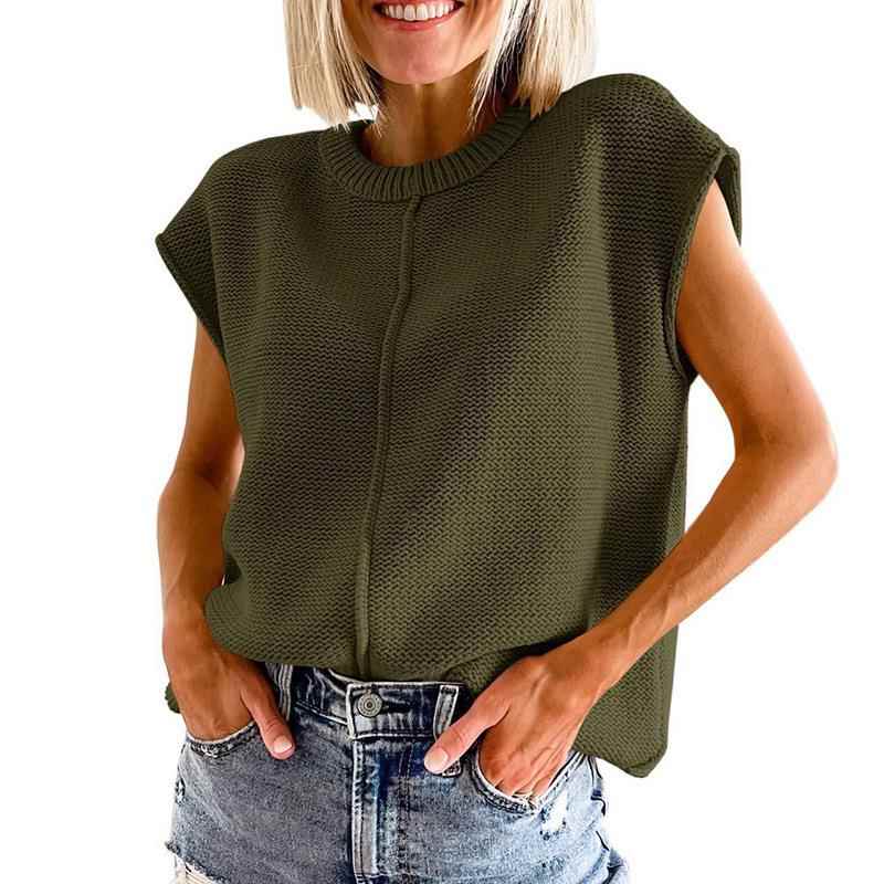 Temperament sleeveless knitted vest for women loose casual