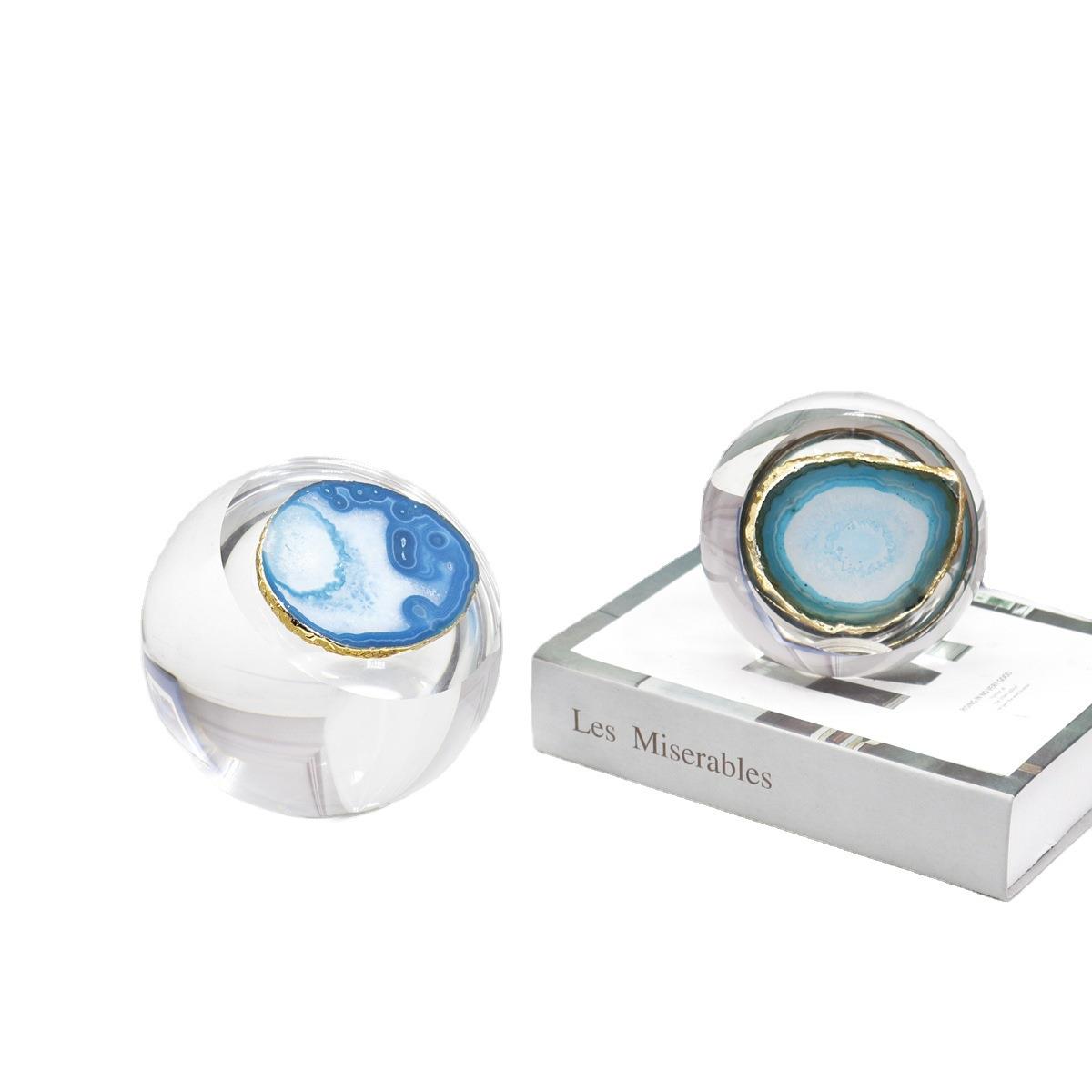 水晶球北欧酒店会所别墅软装家居饰品摆设样板房装饰摆件玛瑙片