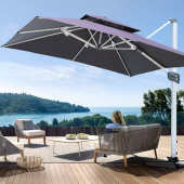 户外遮阳庭院伞别墅室外花园阳台露天摆摊四方LED大太阳能罗马伞