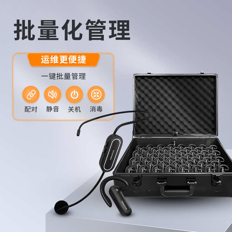 IndoorLink无线讲解器政企接待参观一对多展厅展馆头戴式讲解设备