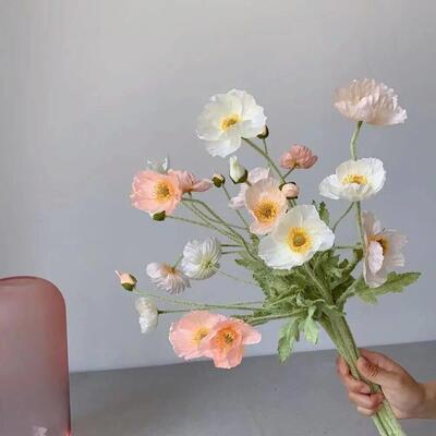 Artificial Flowers Fake Poppy Silk Flowers Long Stem Housewa