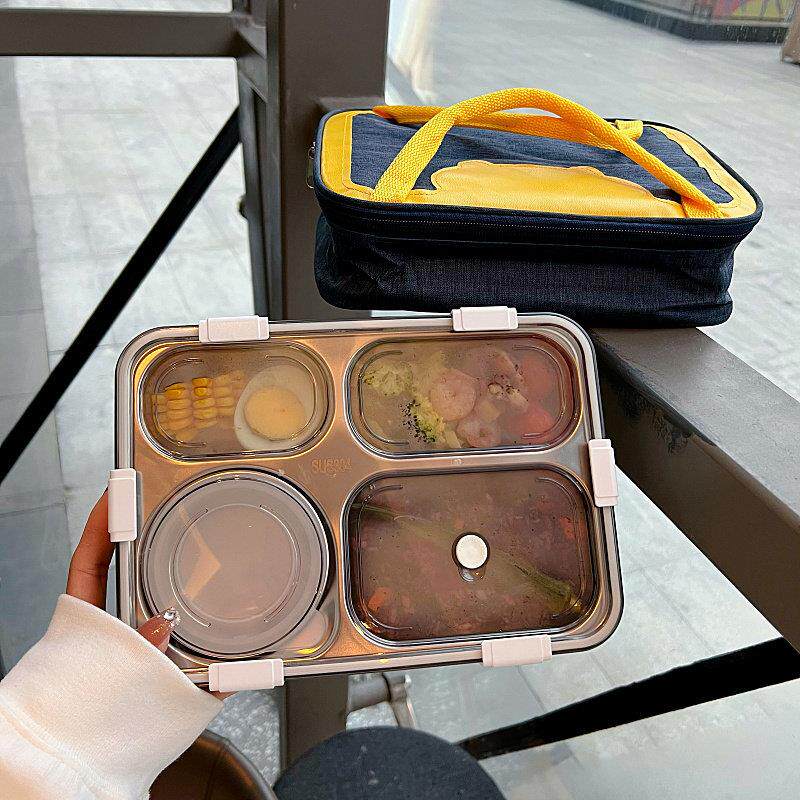 304不锈钢饭盒男女学生分三格四格午餐盒密封保温上班族带饭餐盘