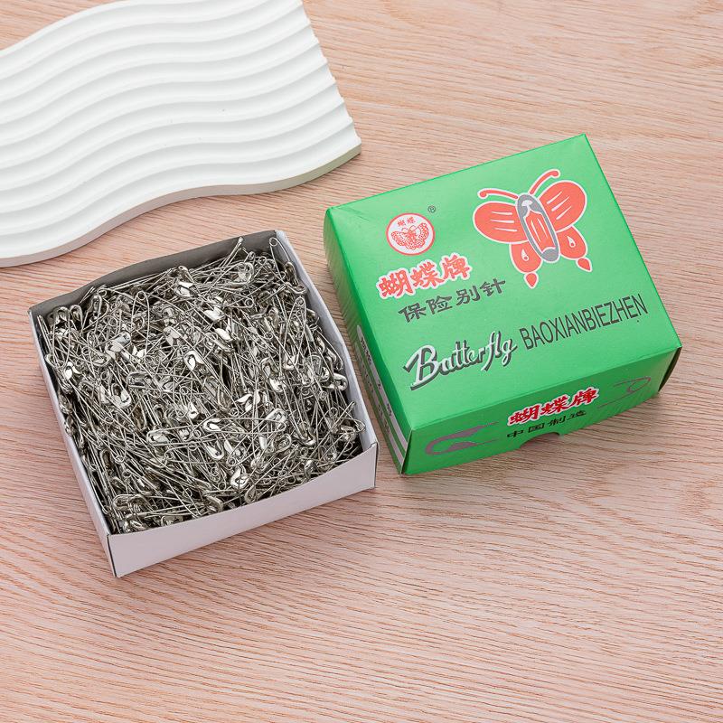 厂家蝴蝶牌安全别针镀镍保险扣针金色银色大小号固定衣服吊牌胸针