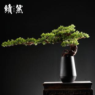 仿真迎客松盆景盆栽摆件饰品新中式 客厅桌面电视背景墙样板间软装