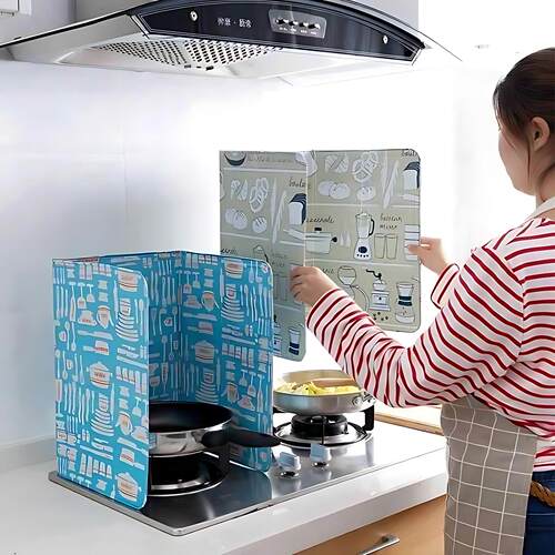 【官方正品】日本炒菜防油溅挡板挡油板厨房防油溅挡板煤气灶台耐