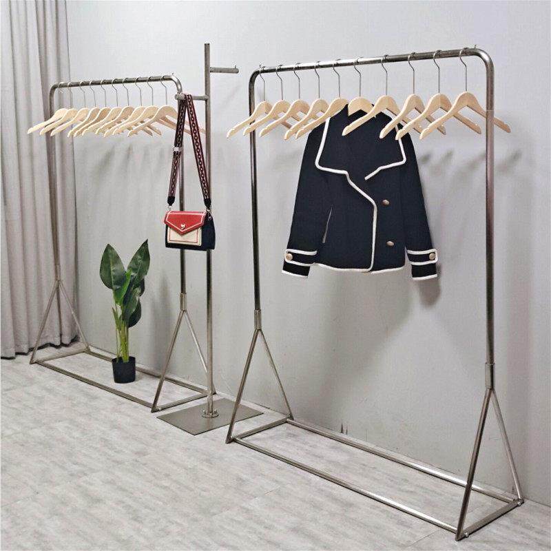 服装店展示架落地式挂衣架中岛陈列架不锈钢银色童装货架女装专用