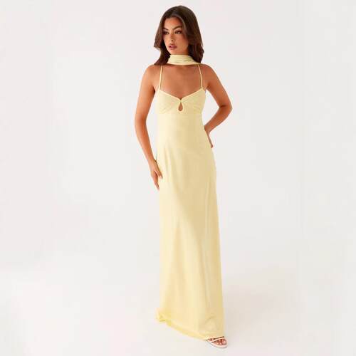 Women Tube Maxi Dress With Scarf Sexy Strapless Backless