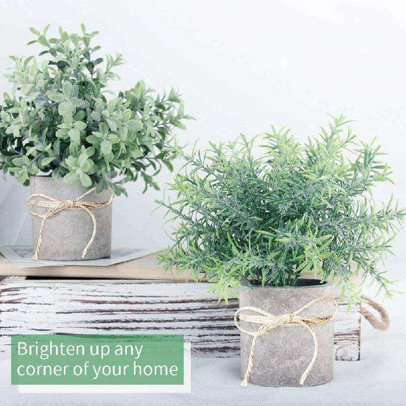 人造盆栽植物假桉树植物迷你塑料绿草带花盆家居餐桌装饰3件套装