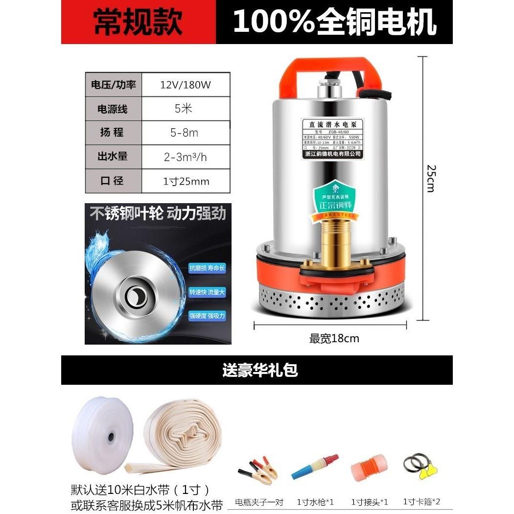 高扬程直流潜水泵12V24v电瓶抽水机48V60V72伏电动车小型灌溉农用