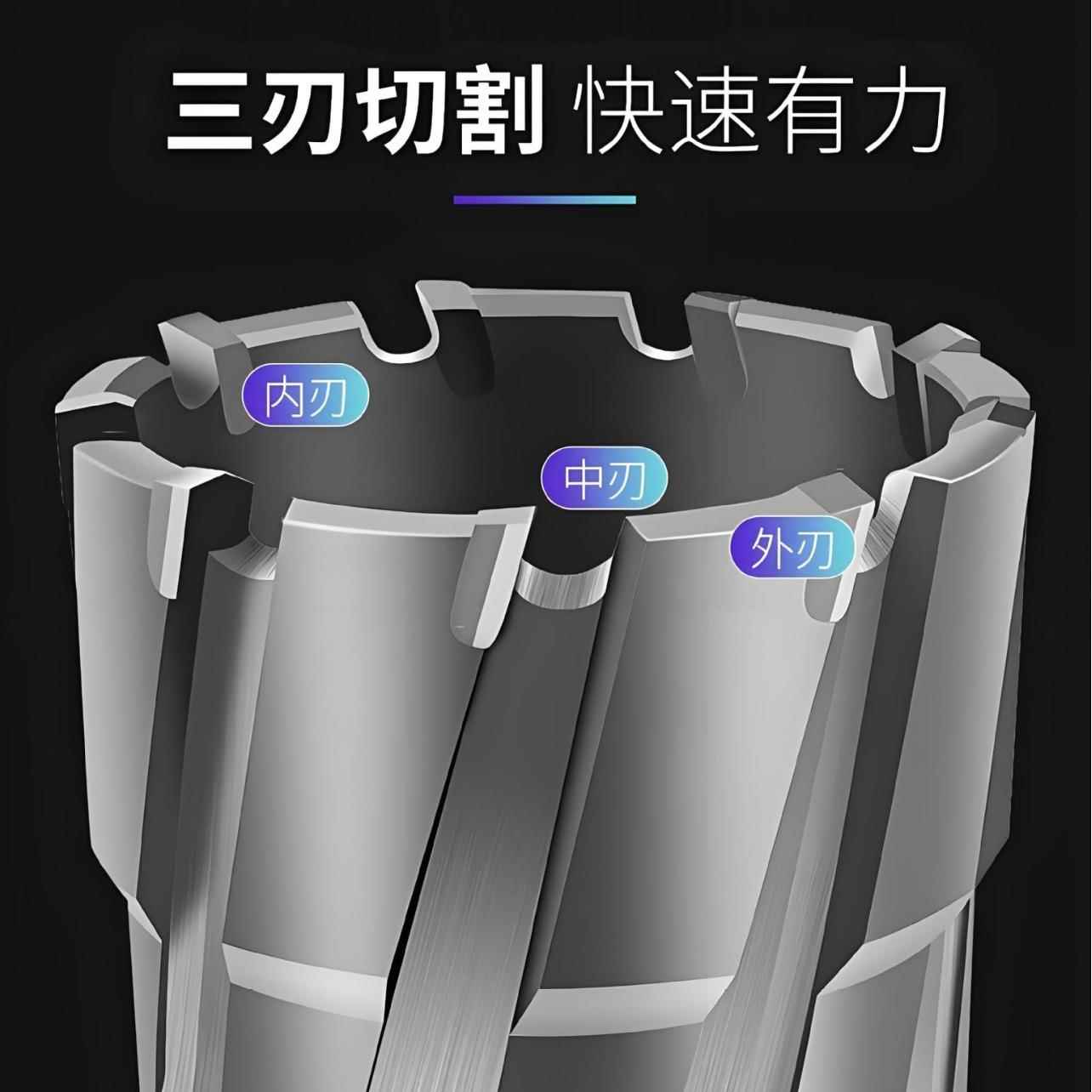 芯加长心钻头取磁力钻钻头不0锈钢打空孔金属合金钢板开孔器75/GN