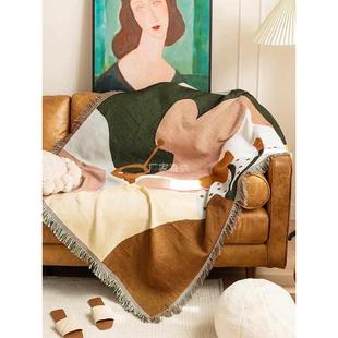 蔓越家 ins抽象复古沙发毯客厅沙发巾单人沙发盖巾布沙发套罩挂毯