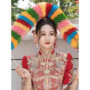 接亲游戏道具彩龙堵门婚礼新娘拍照道具喜字剪纸结婚晨袍舞龙狮子