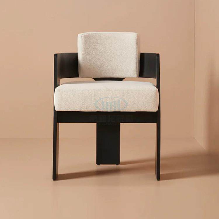 新中式复古休闲椅子现代简约咖啡厅餐厅实木设计师款靠背布艺餐椅