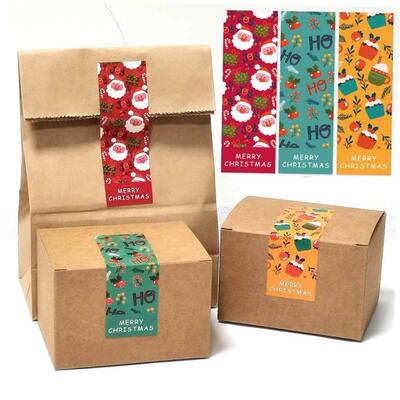 30-90Pcs 90*30MM Merry Christmas Rectangle Santa Claus Gift