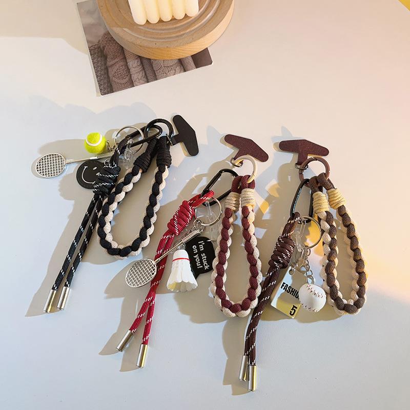 潮流棒球挂饰套装吊坠手机挂绳麻花辫尼龙绳手提挂件钥匙扣挂链女