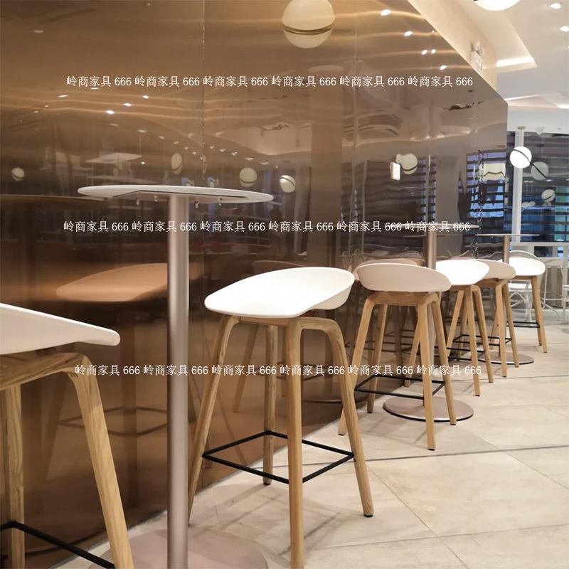网红甜品奶茶店休闲实木高脚餐椅设计师酒吧美式咖啡厅高椅吧台凳