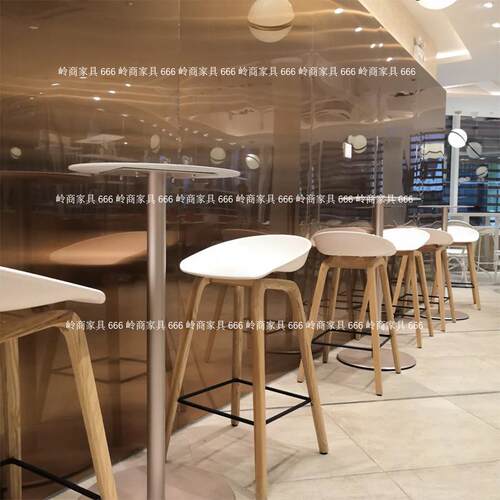 网红甜品奶茶店休闲实木高脚餐椅设计师酒吧美式咖啡厅高椅吧台凳
