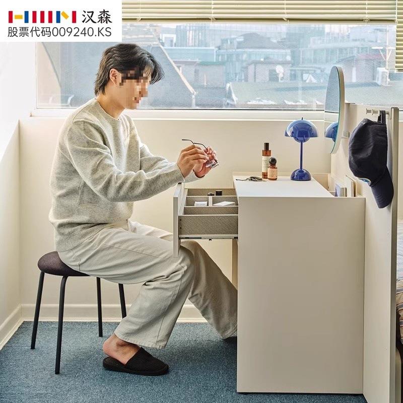 ns化妆桌化妆台卧室汉森风实木梳妆台现代小户型带m奶油镜子hase